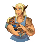 Myra and Baby Ace by Monawolt